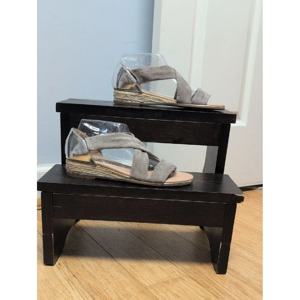 Vintage Havana Pia Gray and Silver Crisscross Espadrille Sandals Size 8 NEW